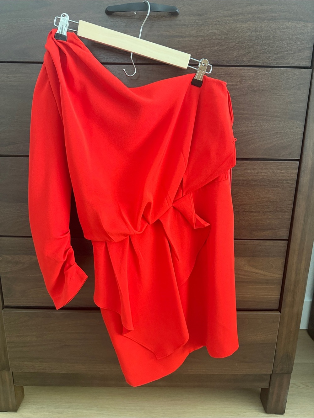 Asymmetrical One-Shoulder Red Dress